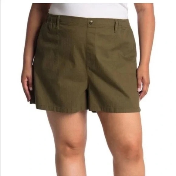 MADEWELL Flat Front Pull-On Elastic Waist M5807 Cotton Blend Green Shorts Sz M - Picture 1 of 14
